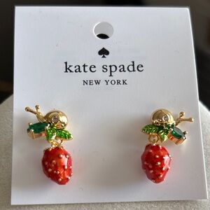 ♠️ Kate Spade Red and Gold Strawberry and Snails Earrings ♠️